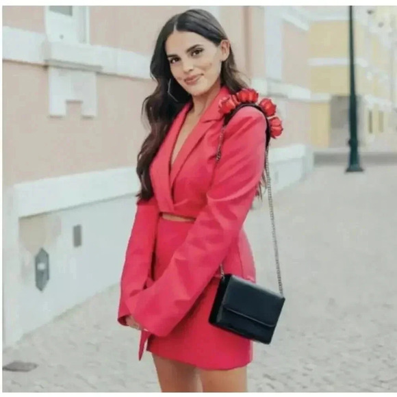 ZARA CUT OUT BLAZER MINI DRESS Raspberry Small Blogger Favorite Pink Coc… - Picture 9 of 16